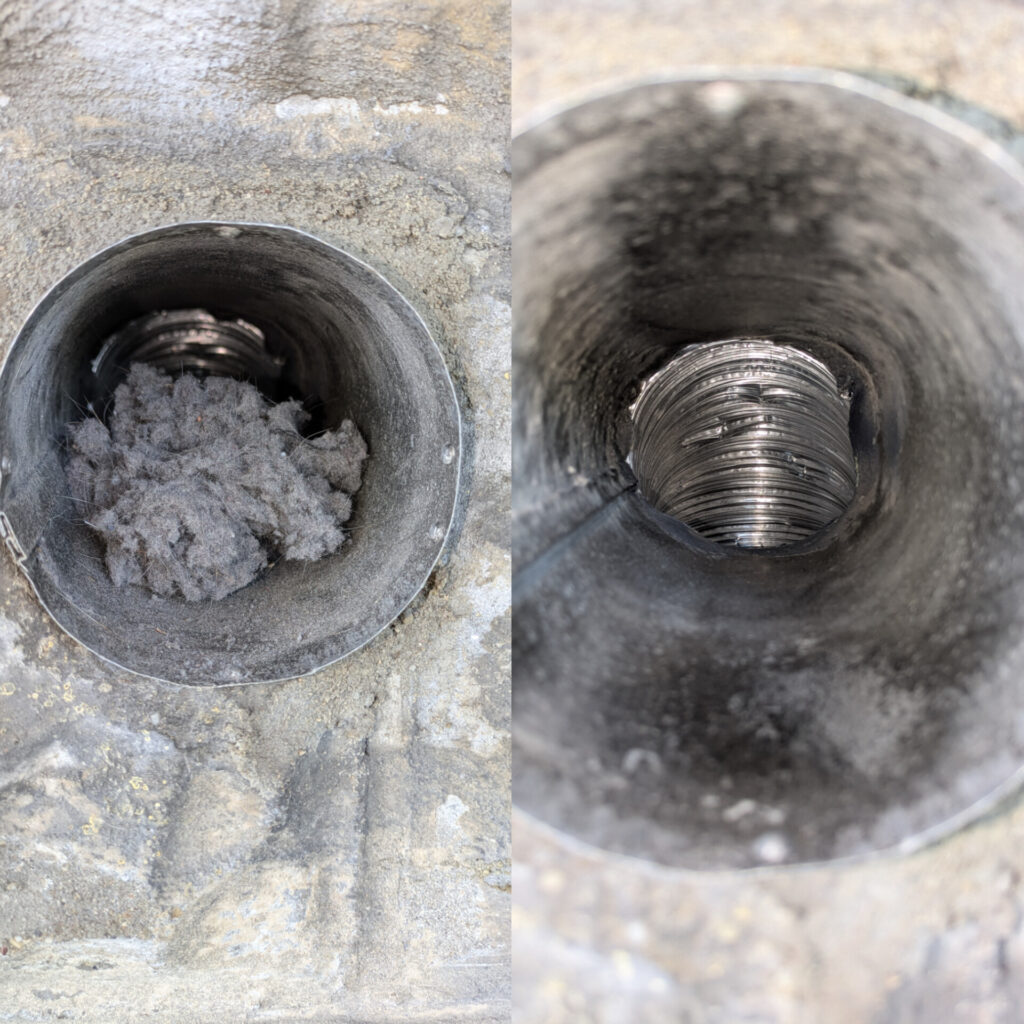 before / after of dryer vent cleaning in south park pa 15129